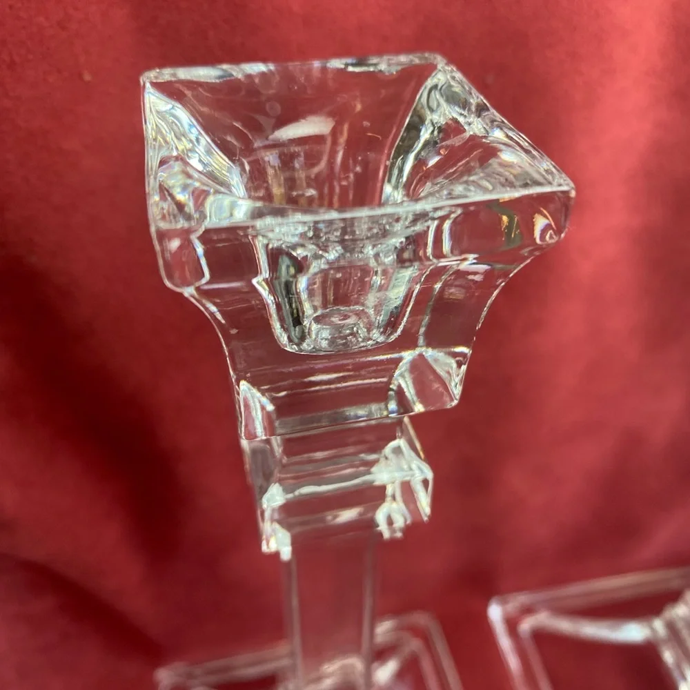 Pair of Glass Candlestick Holders